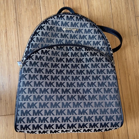 Michael Kors Large Abby Black Canvas Backpack